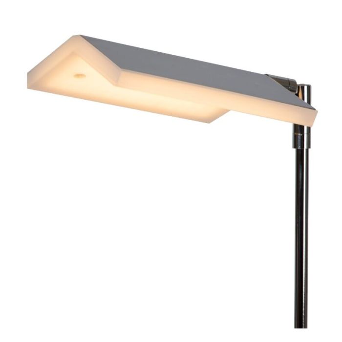 Chrome reading floor lamp modern, Aaron, 12W, 2700K LED, with touch dimmer