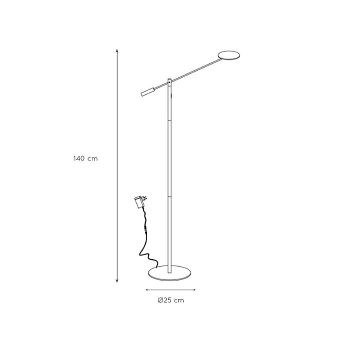Chrome reading floor lamp modern, Anselmo, 9W, 3000K LED