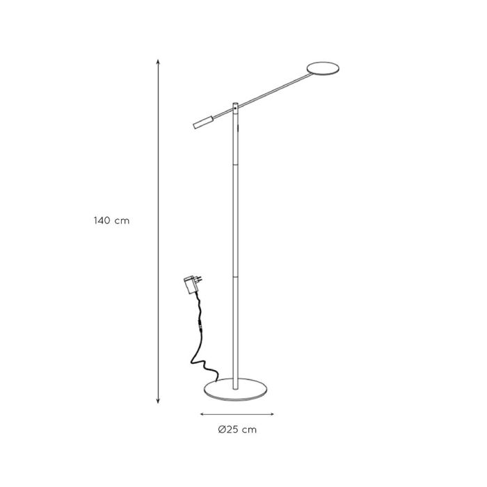 Black reading floor lamp modern, Anselmo, 9W, 3000K LED