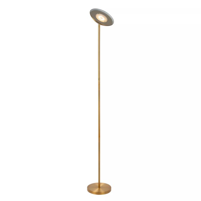 Brass reading floor lamp modern, Zenith, 20W, 3000K LED, with touch dimmer