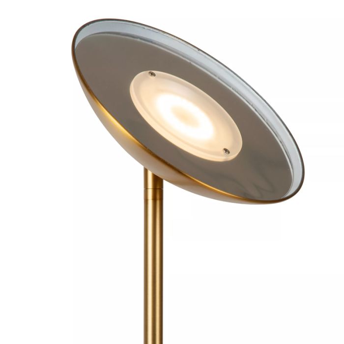Brass reading floor lamp modern, Zenith, 20W, 3000K LED, with touch dimmer