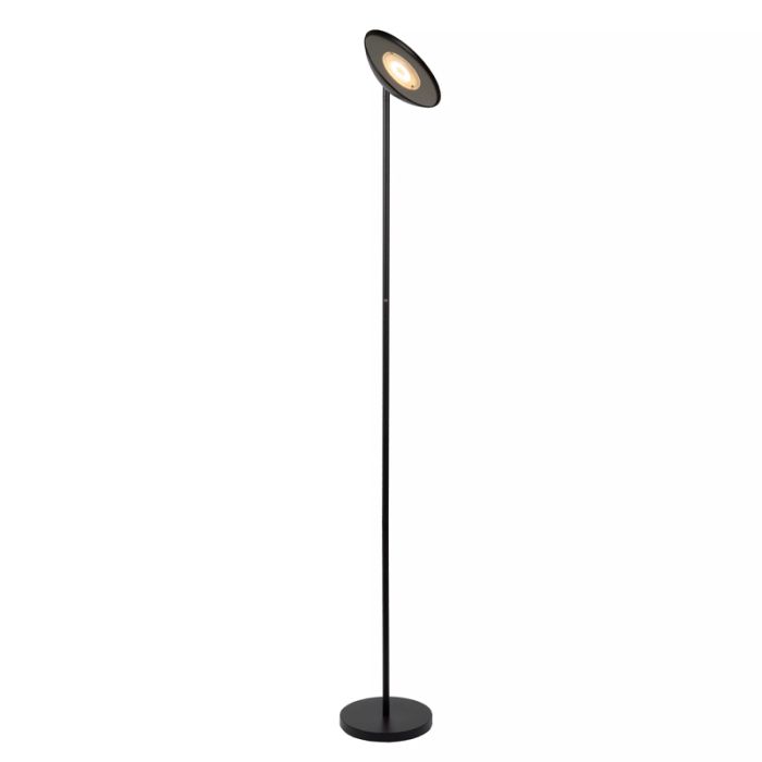 Black reading floor lamp modern, Zenith, 20W, 3000K LED, with touch dimmer