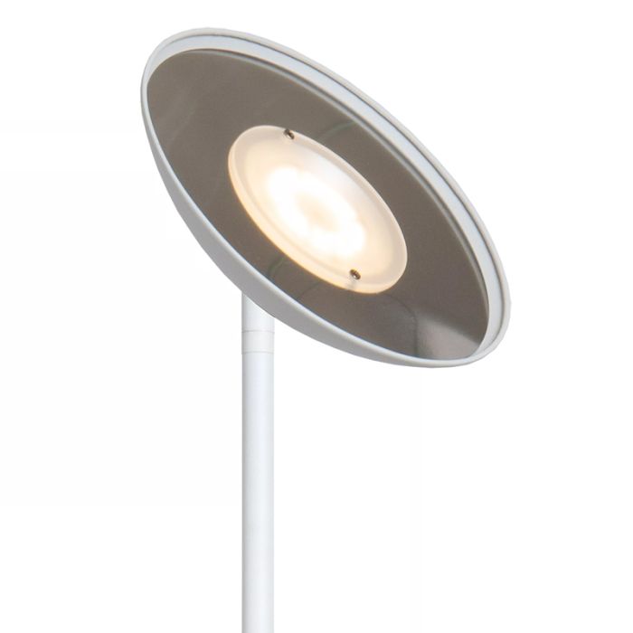 White reading floor lamp modern, Zenith, 20W, 3000K LED, with touch dimmer