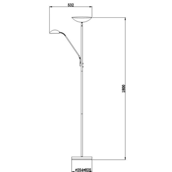 Chrome reading floor lamp modern, Zenith, 20W, 3000K LED