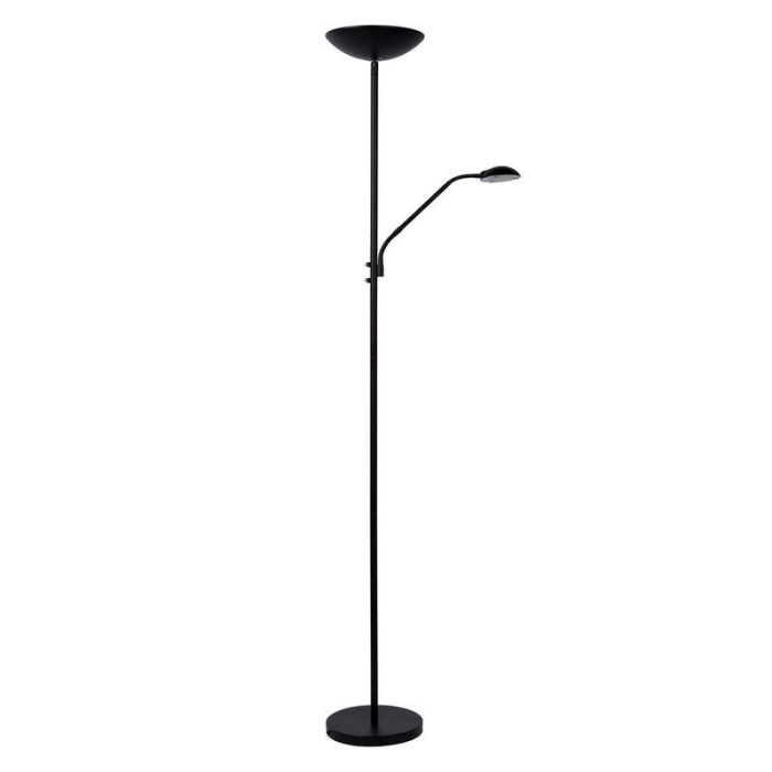 Black reading floor lamp modern, Zenith, 20W, 3000K LED