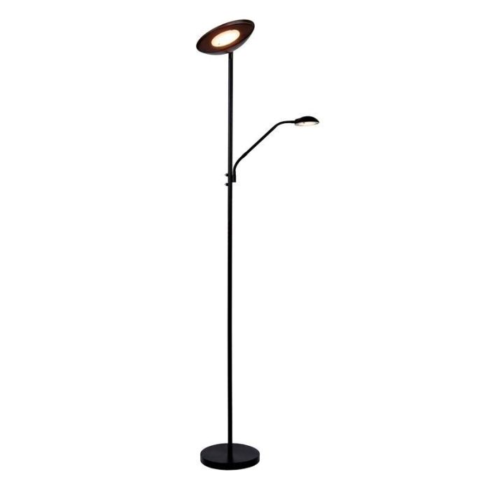 Black reading floor lamp modern, Zenith, 20W, 3000K LED