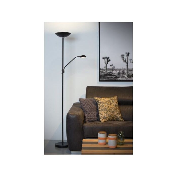Black reading floor lamp modern, Zenith, 20W, 3000K LED