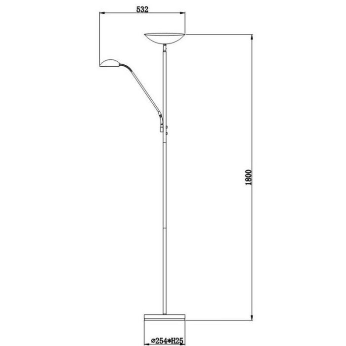 Black reading floor lamp modern, Zenith, 20W, 3000K LED