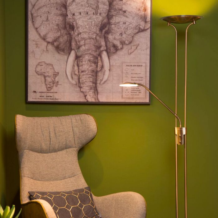 Bronze reading floor lamp modern, Champion, 20W, 3000K LED, with switch