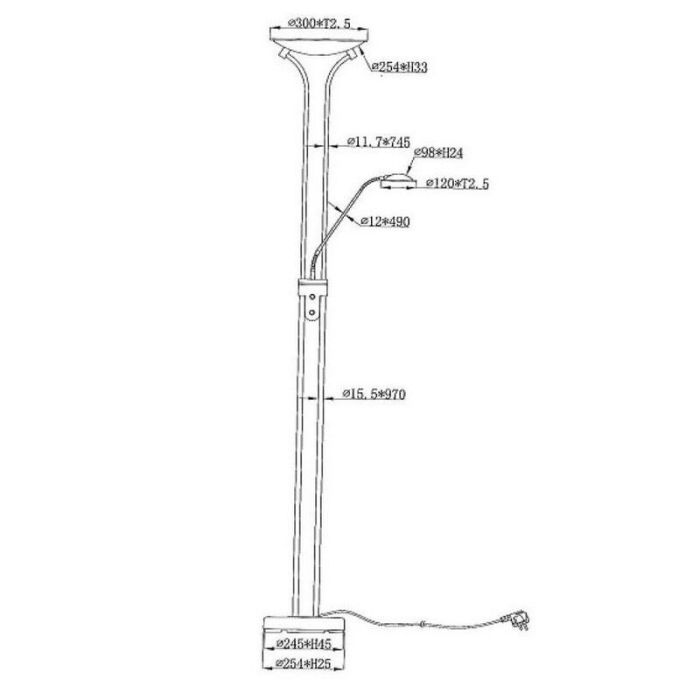 Chrome reading floor lamp modern, Champion, 20W, 3000K LED