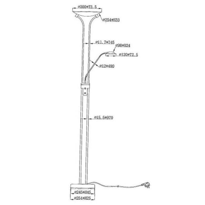 Black reading floor lamp modern, Champion, 20W, 3000K LED