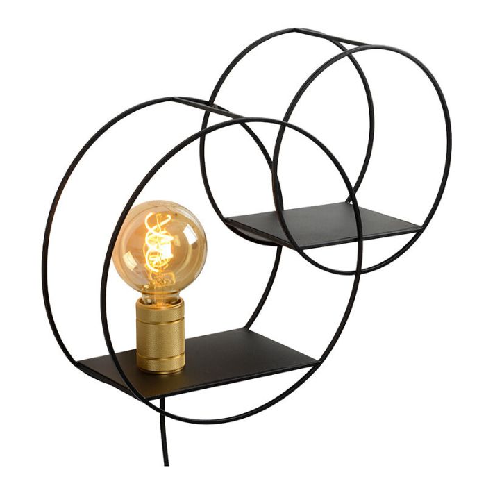 Golden wall light retro, Circle, with switch