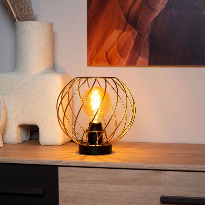 Brass table lamp classic, Danza, with switch