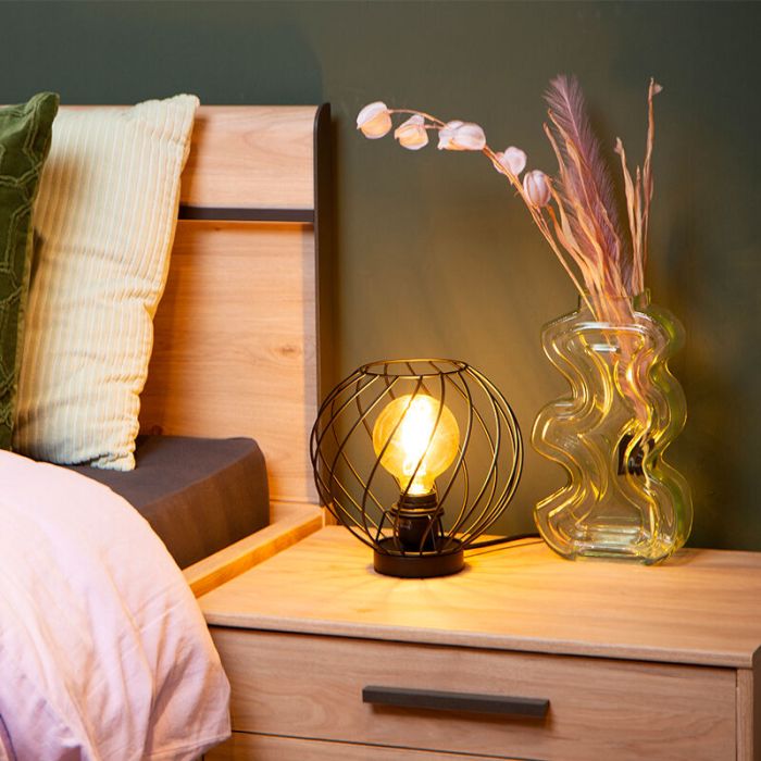 Black table lamp classic, Danza, with switch