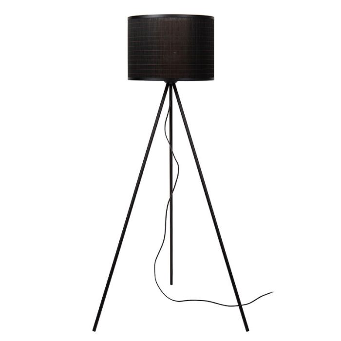 Bamboo tripod floor lamp black, Tagalog, with switch