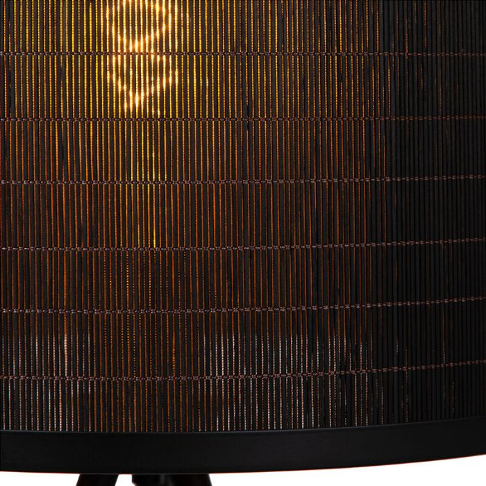 Bamboo tripod floor lamp black, Tagalog, with switch