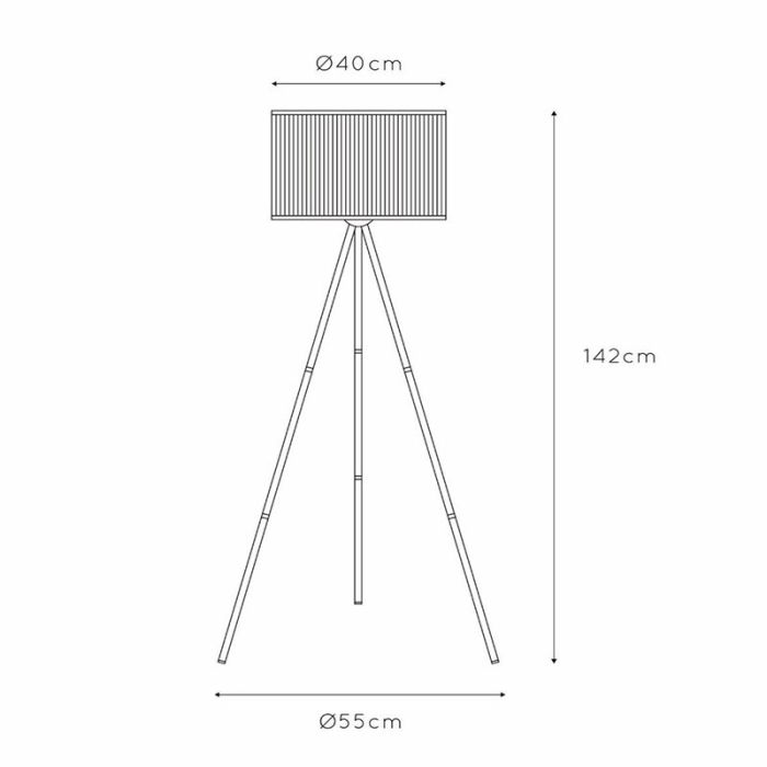 Bamboo tripod floor lamp black, Tagalog, with switch