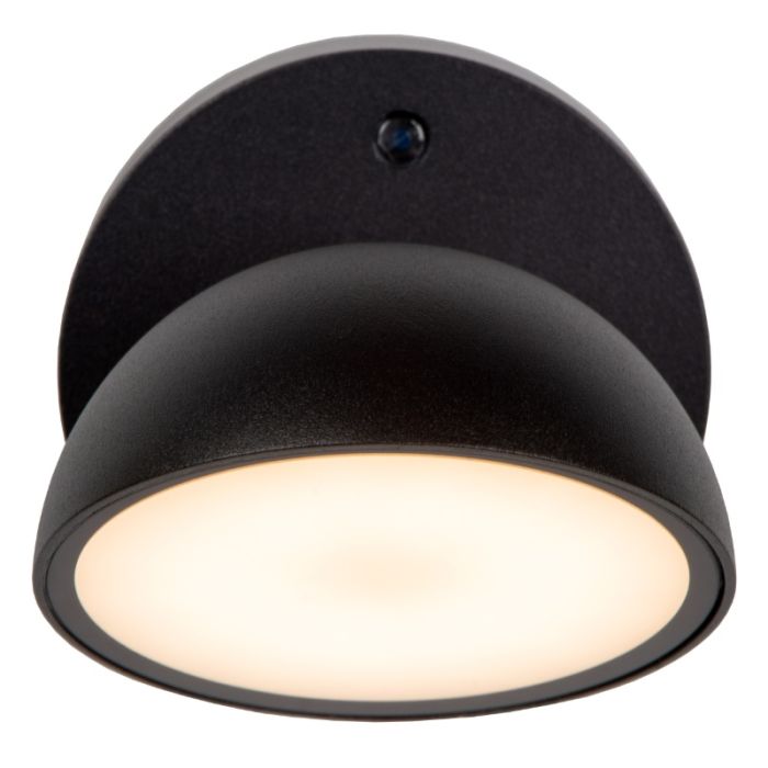 Black outdoor wall light with dusk to dawn sensor modern, Finn, 12W, 3000K LED, IP54