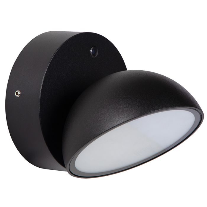Black outdoor wall light with dusk to dawn sensor modern, Finn, 12W, 3000K LED, IP54