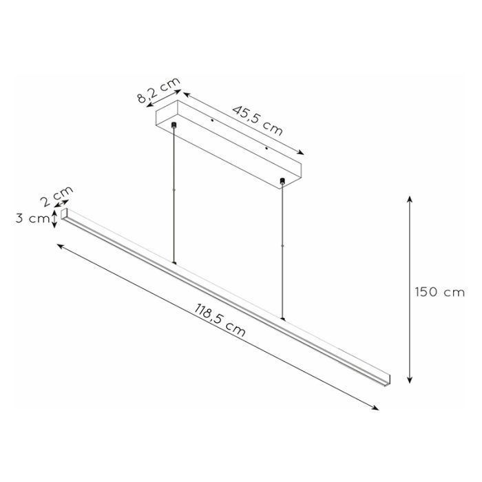 Black pendant light modern, Sigma, 30W, 2700K LED