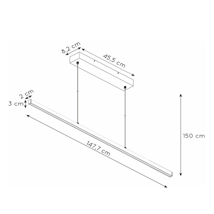 White pendant light modern, Sigma, 36W, 2700K LED