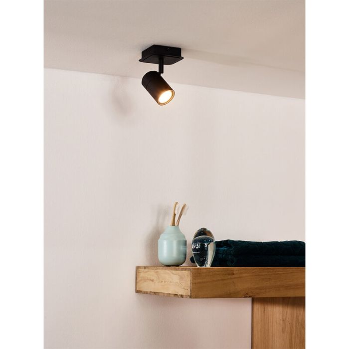 Black bathroom ceiling spotlight modern, Lennert, IP44