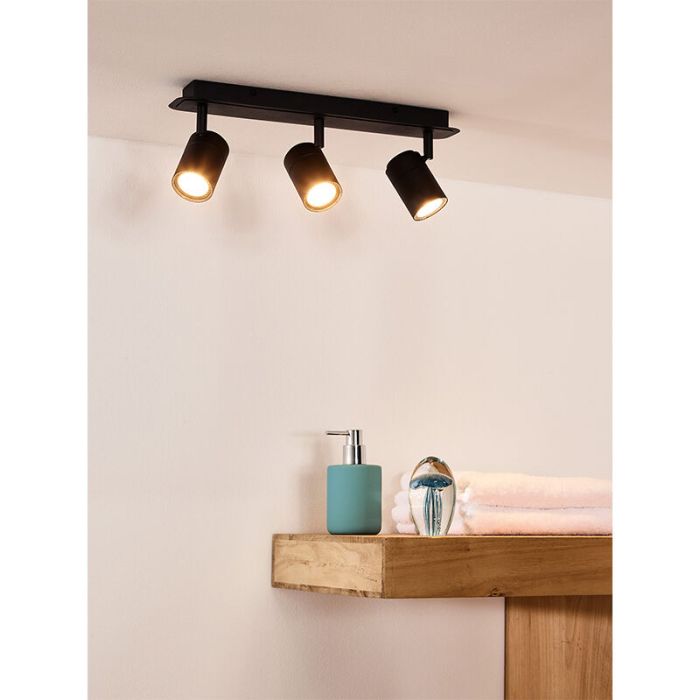 Black bathroom ceiling spotlight modern, Lennert, IP44