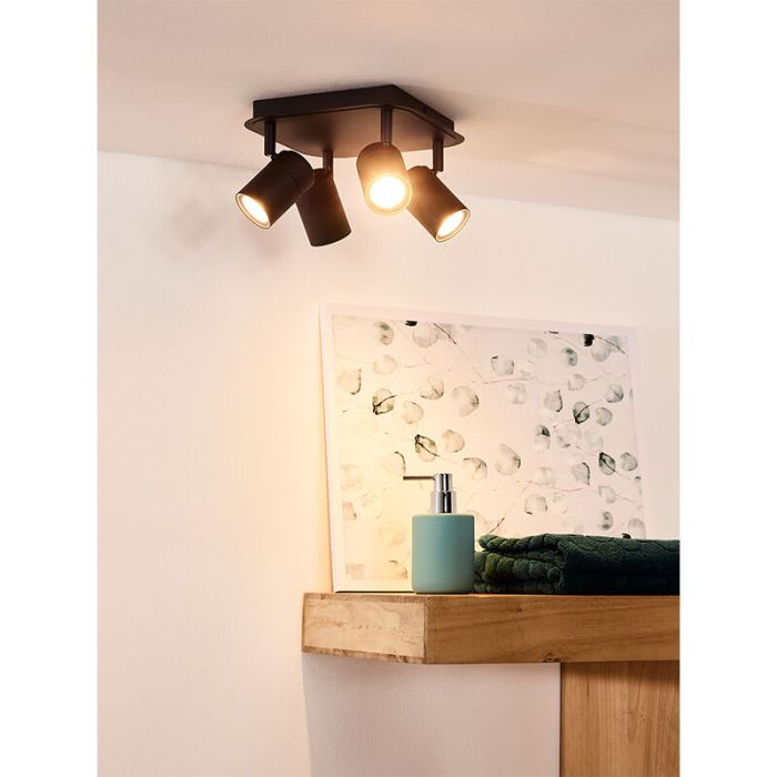 Black bathroom ceiling spotlight modern, Lennert, IP44