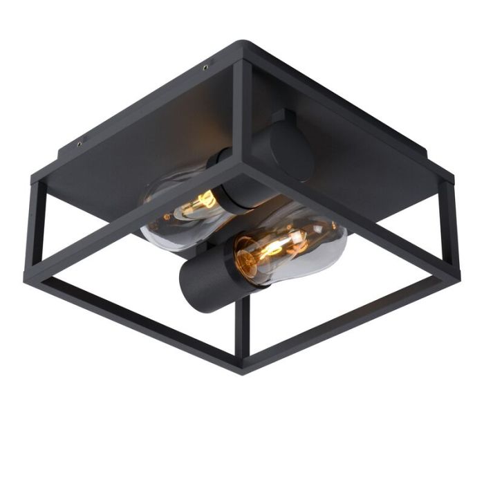 Black flush ceiling light modern, Carlyn, IP54