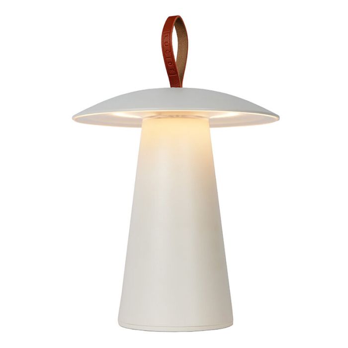 White rechargeable outdoor table lamp modern, La Donna, 2W, 2700K LED, IP54, with switch