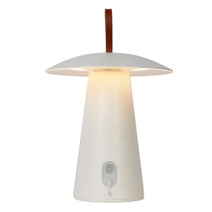 White rechargeable outdoor table lamp modern, La Donna, 2W, 2700K LED, IP54, with switch