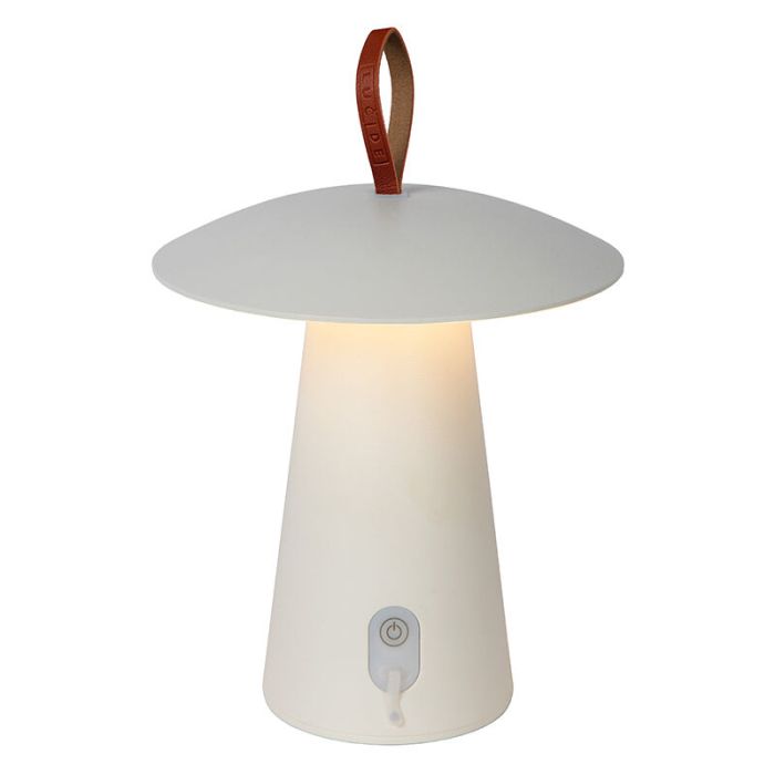 White rechargeable outdoor table lamp modern, La Donna, 2W, 2700K LED, IP54, with switch