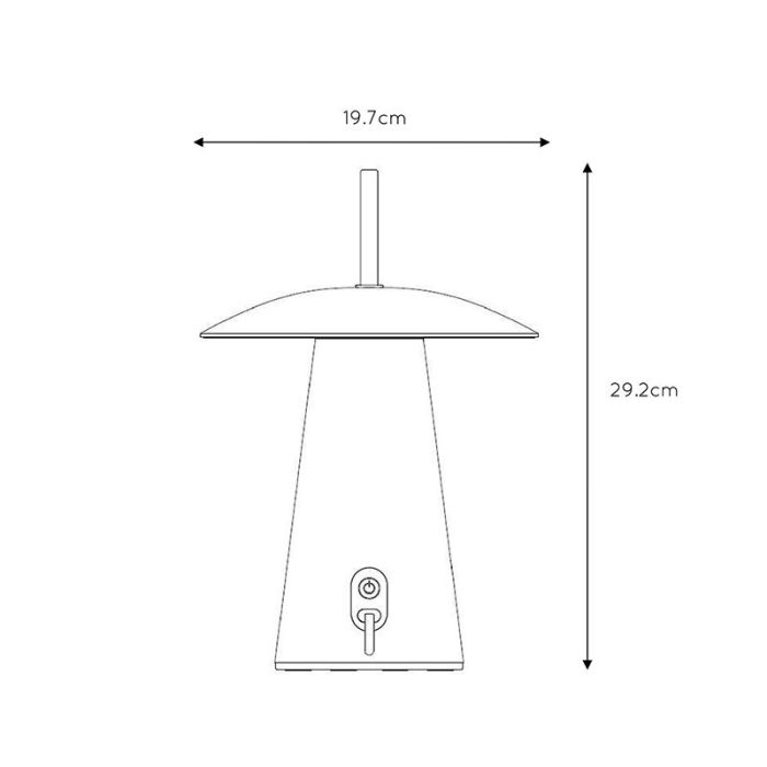 White rechargeable outdoor table lamp modern, La Donna, 2W, 2700K LED, IP54, with switch