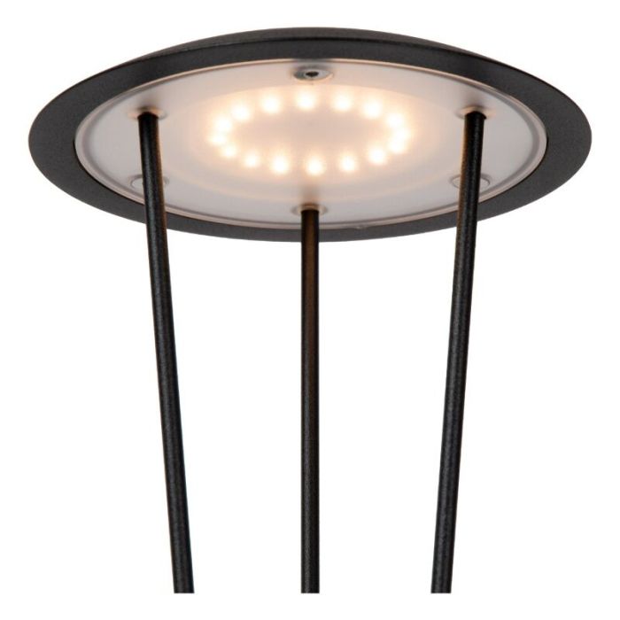 Black rechargeable outdoor table lamp modern, Renee, 2,2W, 2700K LED, IP54, with touch dimmer