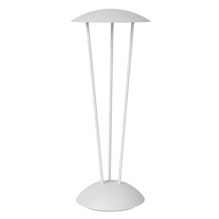 White rechargeable outdoor table lamp modern, Renee, 2,2W, 2700K LED, IP54, with touch dimmer