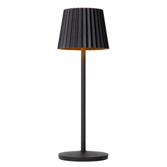 Black outdoor table lamp rustic, Justine, 2W, 2700K LED, IP54, with touch dimmer