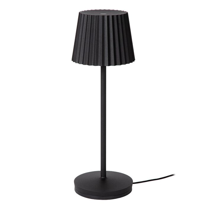 Black outdoor table lamp rustic, Justine, 2W, 2700K LED, IP54, with touch dimmer