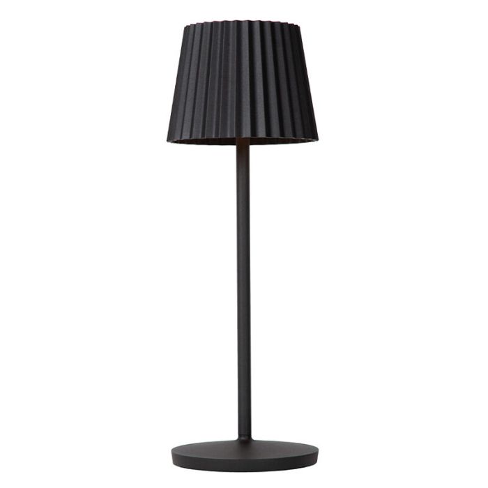 Black outdoor table lamp rustic, Justine, 2W, 2700K LED, IP54, with touch dimmer