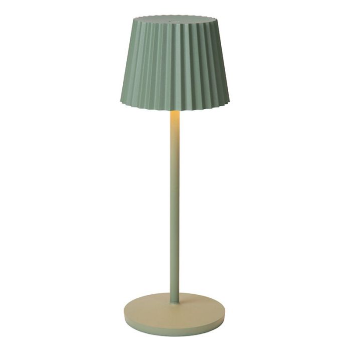 Green outdoor table lamp rustic, Justine, 2W, 2700K LED, IP54, with touch dimmer