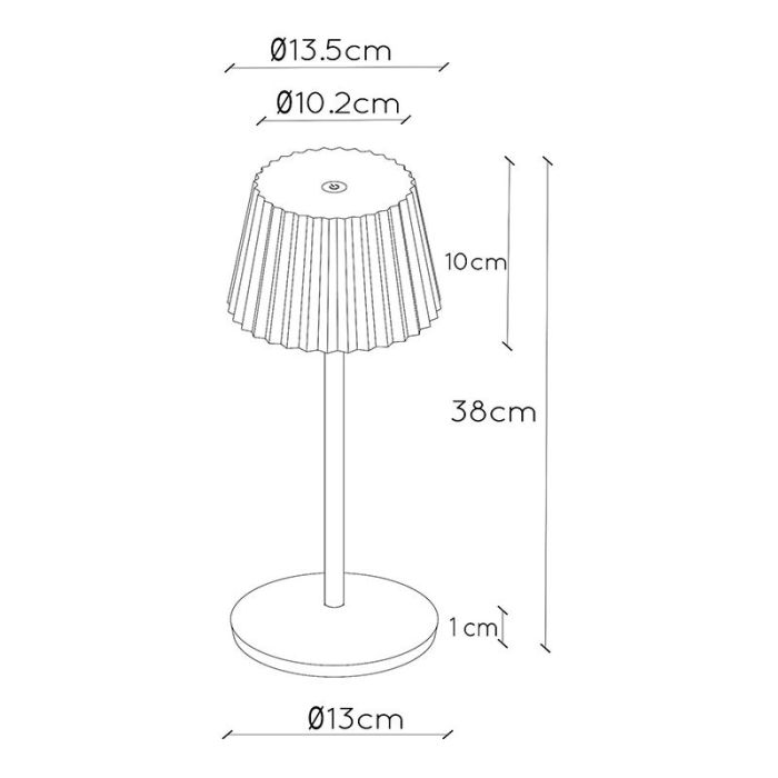 Green outdoor table lamp rustic, Justine, 2W, 2700K LED, IP54, with touch dimmer