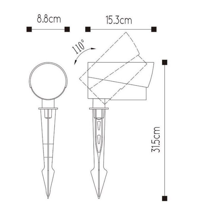 Anthracite garden spike light modern, Manal, 12W, 3000K LED, IP65