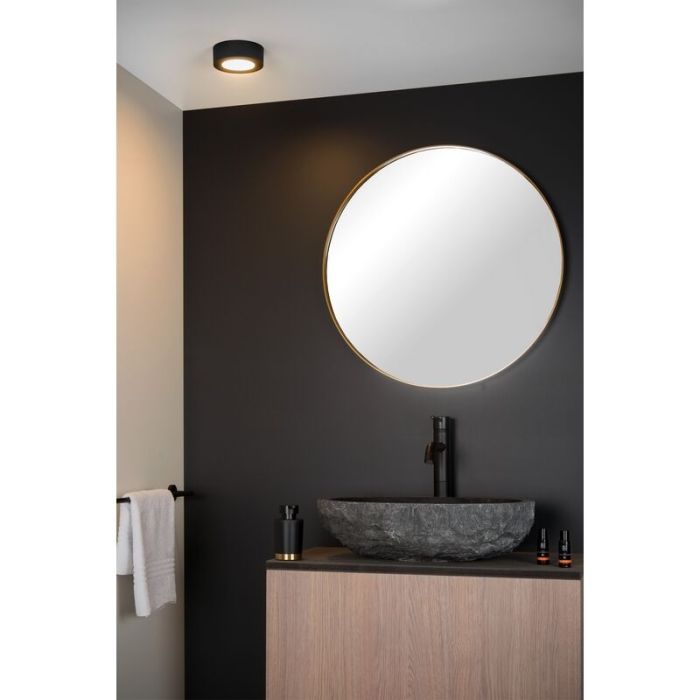 Black flush ceiling light modern, Brice, 8W, 3000K LED, IP44
