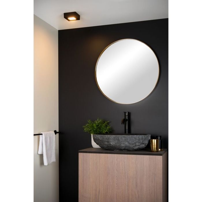 Black flush ceiling light modern, Brice, 8W, 3000K LED, IP44