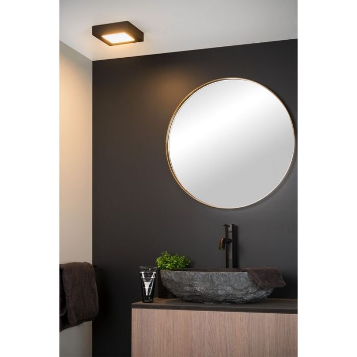 Black flush ceiling light modern, Brice, 15W, 3000K LED, IP44