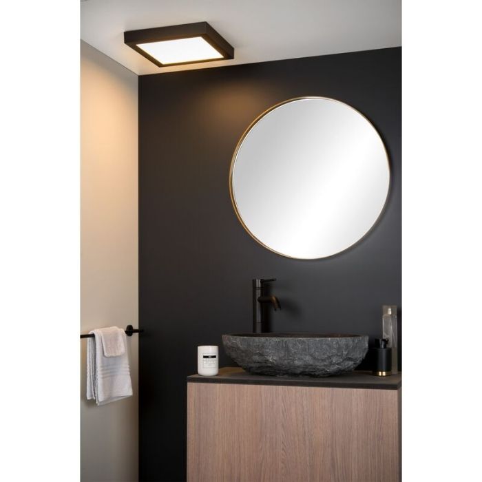 Black flush ceiling light modern, Brice, 30W, 3000K LED, IP44