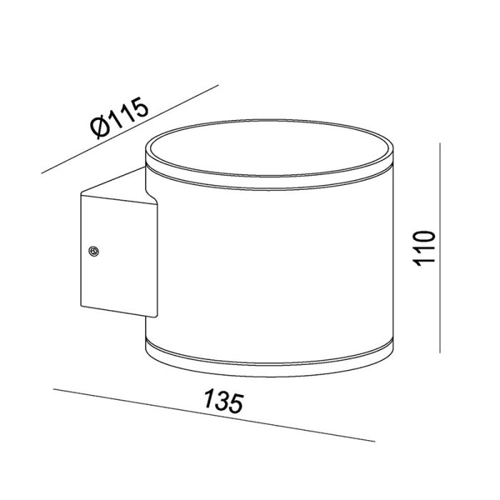 Black up down wall light modern, Oxford, IP54