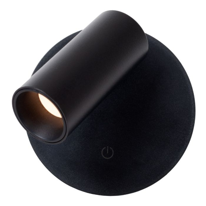 Black rechargeable wall light modern, Toni, 2W, 2700-4000K, with touch dimmer