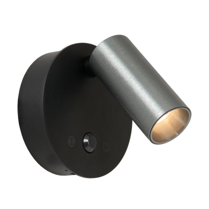 Grey rechargeable wall light modern, Toni, 2W, 2700-4000K, with touch dimmer
