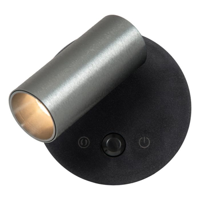 Grey rechargeable wall light modern, Toni, 2W, 2700-4000K, with touch dimmer