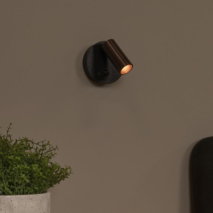 Grey rechargeable wall light modern, Toni, 2W, 2700-4000K, with touch dimmer